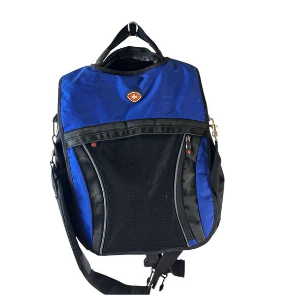 Swiss+Tech Messenger Backpack Bag Blue/Blk 16x18" - Picture 10 of 10